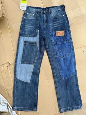 Patchwork Blue Men's Denim Jeans